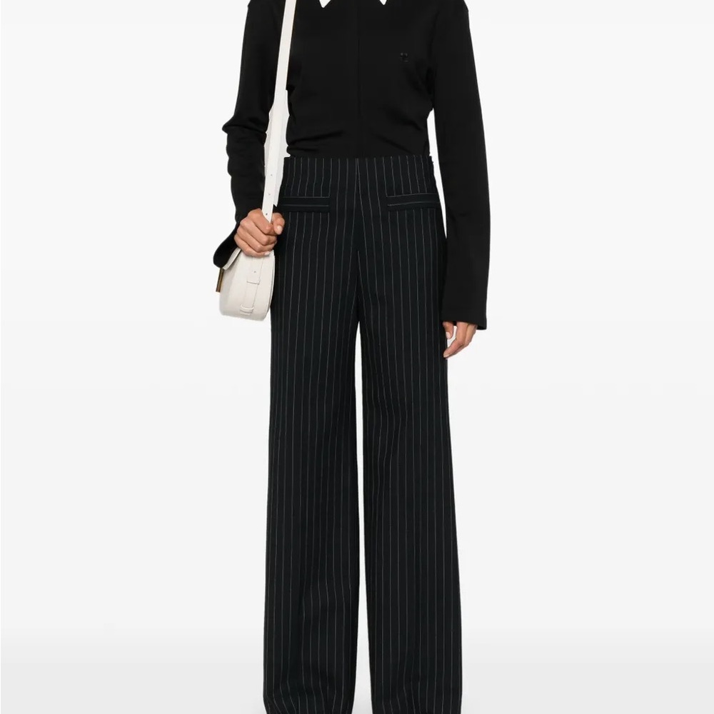 Sandro Black Pantsuit Elegant Wide-Leg Design
